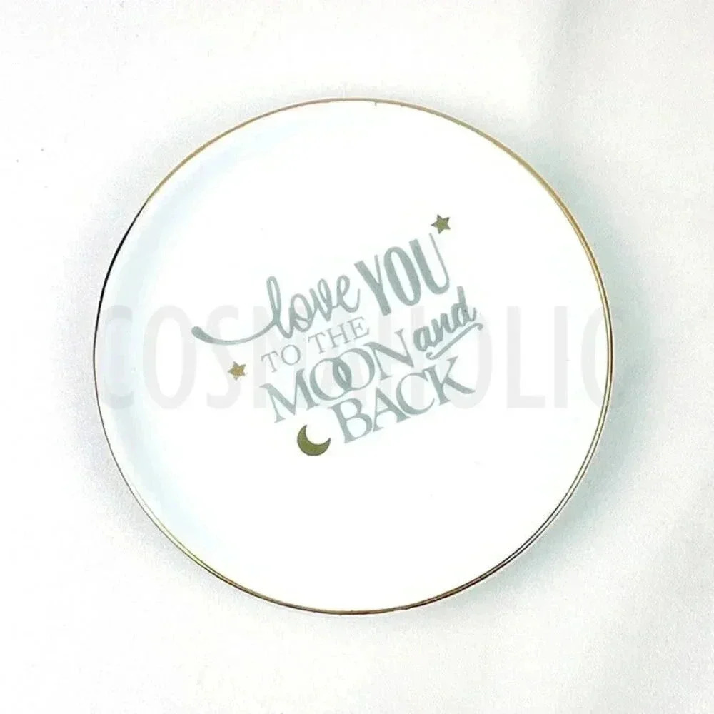 Jewelry Trinket Tray Decorated Love You to the Moon and Back Print Gold Decor